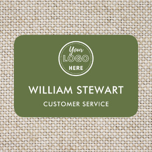 Professional Moss Green Custom Logo Employee Staff Name Tag
