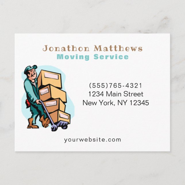 Professional Moving Guy Company Service Business Postcard (Front)