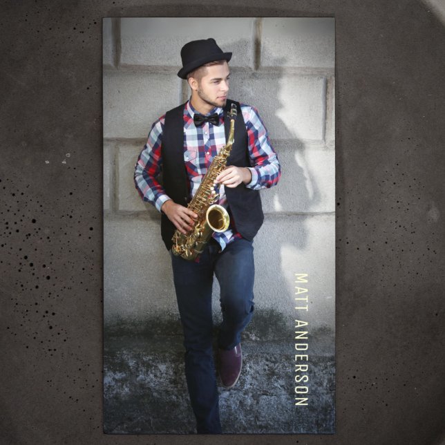 Professional Musician Photo QR Code Black&White Business Card (Creator Uploaded)