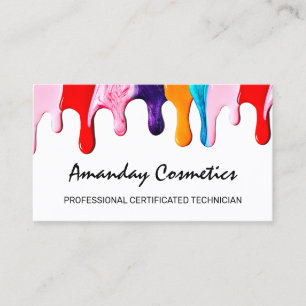 Professional Nail Artist Technician Pink Drips Business Card