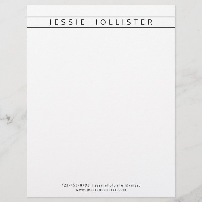 Professional Name & Info Custom Letterhead (Front)