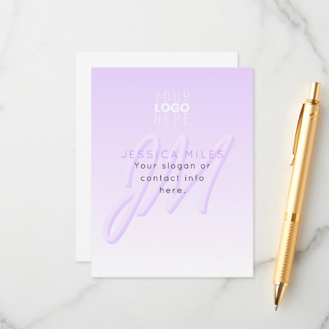 Professional Name & Slogan Template | Light Purple (Front/Back In Situ)