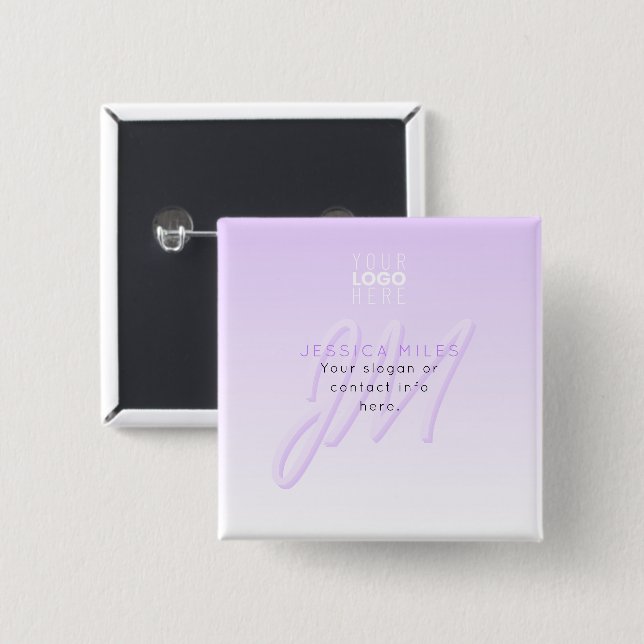 Professional Name & Slogan Template | Light Purple 15 Cm Square Badge (Front & Back)