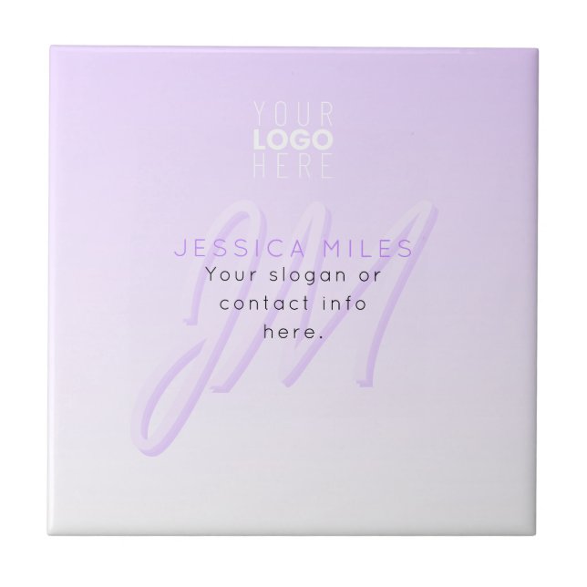 Professional Name & Slogan Template | Light Purple Ceramic Tile (Front)
