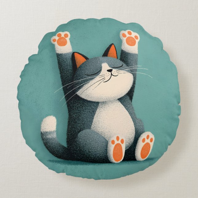 Professional Nap Taker Funny Sleeping Cat Round Cushion (Front)