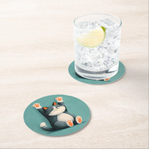 Professional Nap Taker Funny Sleeping Cat Round Paper Coaster