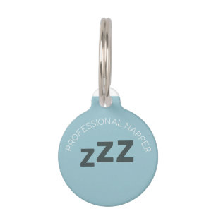 "Professional Napper" Cute Pet ID Tag Custom Nam