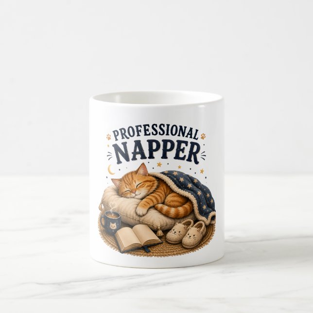 Professional Napper –Cute Sleeping Cat Cosy Design Coffee Mug (Center)