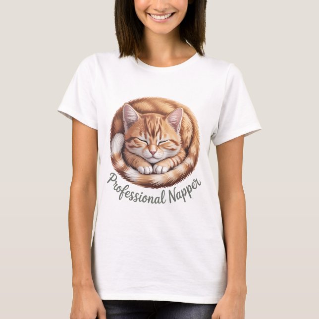 Professional Napper Cute Sleeping Orange Cat | Fun T-Shirt (Front)