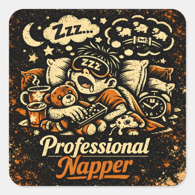 Professional Napper – Elite Sleep Humour Career Square Sticker (Front)