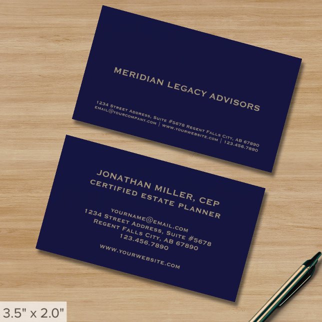 Professional Navy Blue and Gold Business Card (Creator Uploaded)