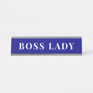 Professional Navy Blue Boss Lady Desk Custom Name Plate