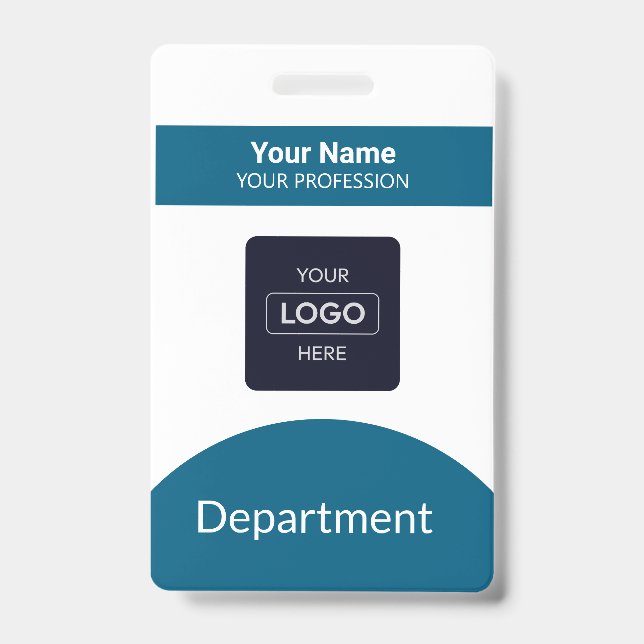 Professional Navy Blue Business Logo Name Badge ID Badge (Front)