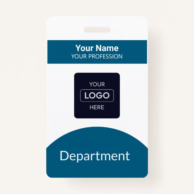 Professional Navy Blue Business Logo Name Badge ID Badge (Front)