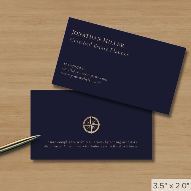 Professional Navy Blue Gold Logo Business Card (Creator Uploaded)