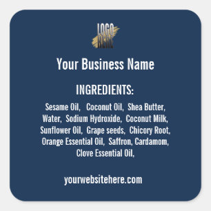 Professional Navy Blue  ingredient list with logo  Square Sticker