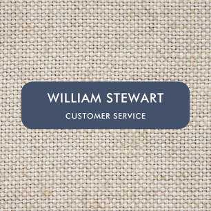 Professional Navy Blue Minimal Employee Staff Name Tag