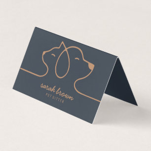 Professional Navy & Brown Pet Business Card