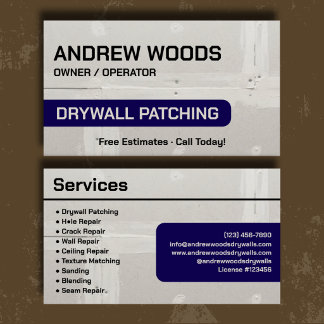 Professional Navy Drywall Patching Branding Business Card