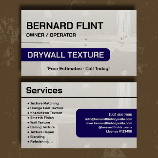 Professional Navy Drywall Texture Branding Business Card