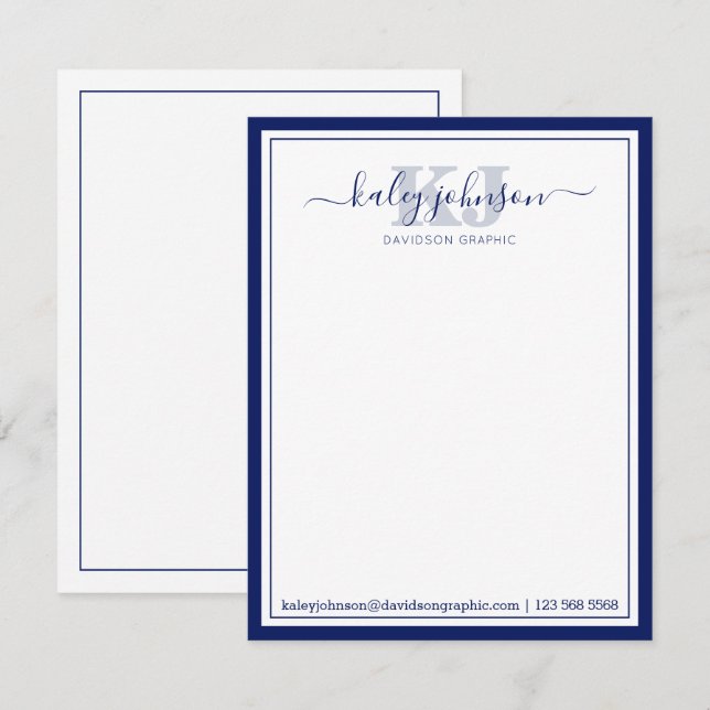 Professional Navy | From The Desk Of Note Card (Front/Back)