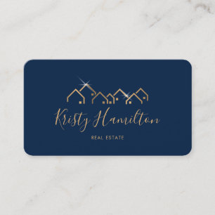 professional navy gold real estate realtor photo business card