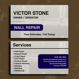 Professional Navy Wall Repair Branding Business Card