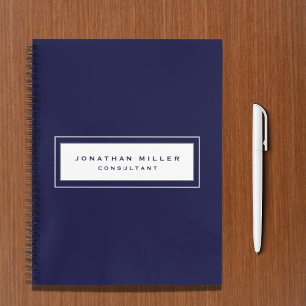 Professional Navy & White with Framed Name & Title Notebook