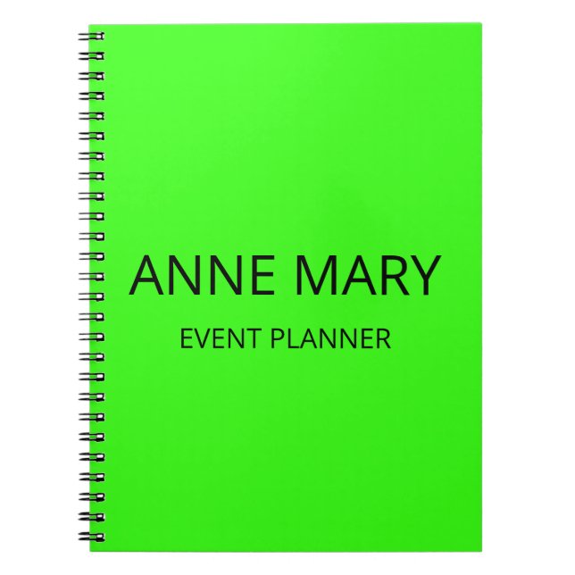Professional Neon Green Elegant Colourful Bright Notebook (Front)