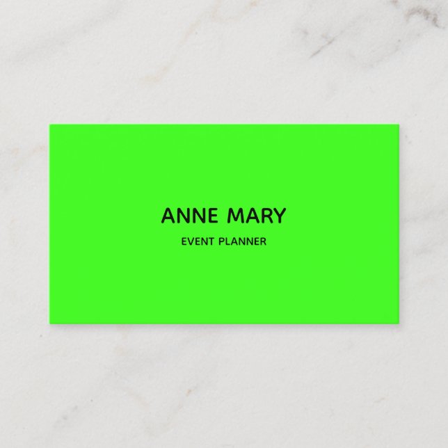 Professional Neon Green Modern Colourful Bright Business Card (Front)