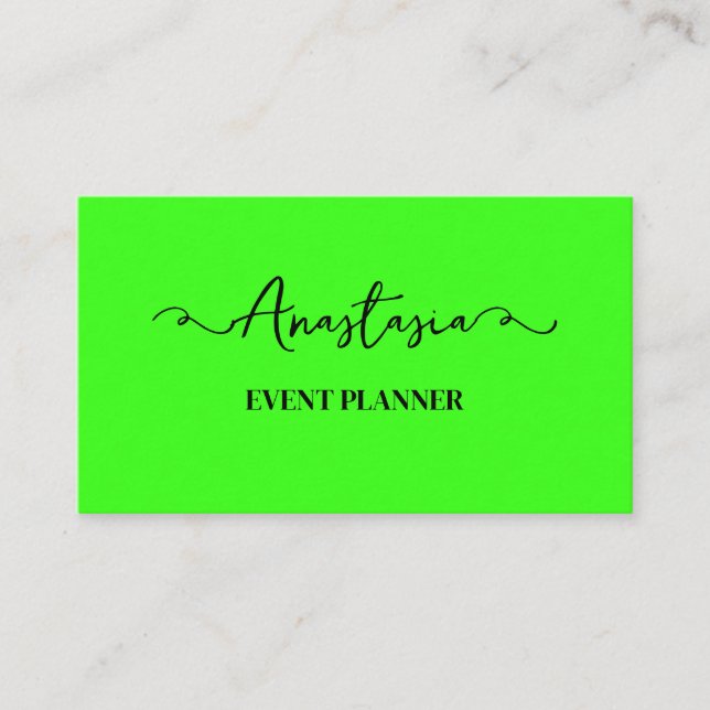 Professional Neon Green Modern Colourful Stylish Business Card (Front)