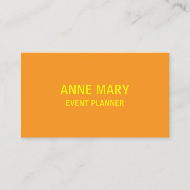 Professional Neon Orange Yellow Colourful Modern Business Card (Front)