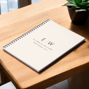 Professional Neutral Monogram Business Initial Notebook