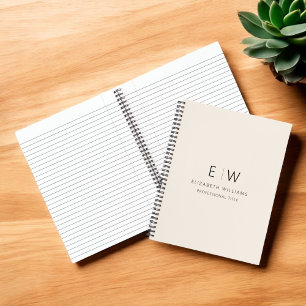Professional Neutral Monogram Business Initial Notebook