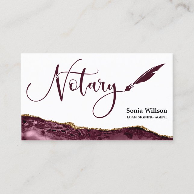 Professional Notary Loan Signing Agent Black Gold  Business Card (Front)