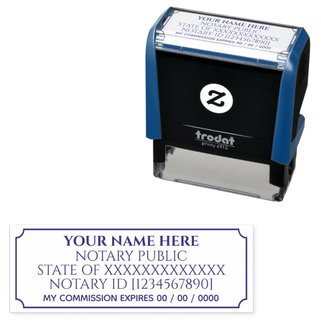 Professional Notary Public Customisable Template Self-inking Stamp (In Situ)