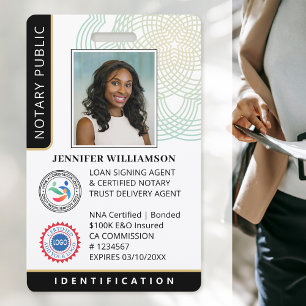 Professional Notary Public Photo QR Code ID Black ID Badge
