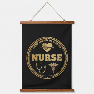 Professional Nurse Emblem Compassion in Action Hanging Tapestry