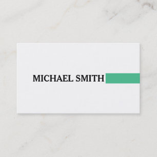 Professional Ocean Green Modern Plain White Business Card