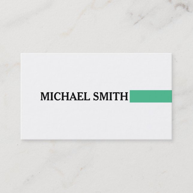 Professional Ocean Green Modern Plain White Business Card (Front)