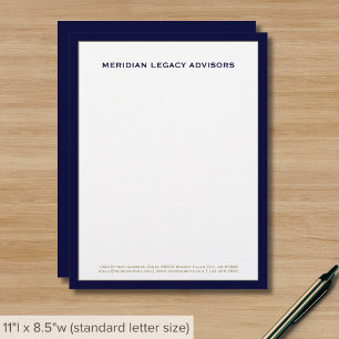 Professional Office Navy Blue Border Custom Letterhead