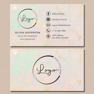 Professional Opal Business Logo Social Media Business Card