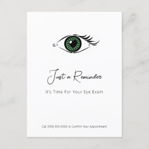 Professional Optometrist Green Heart Eye Reminder Postcard