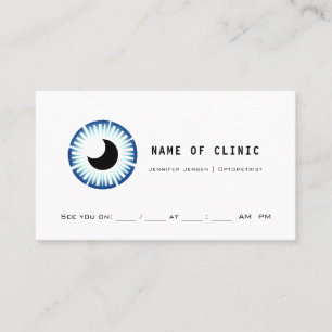 Professional Optometry Blue Iris Appointment Card