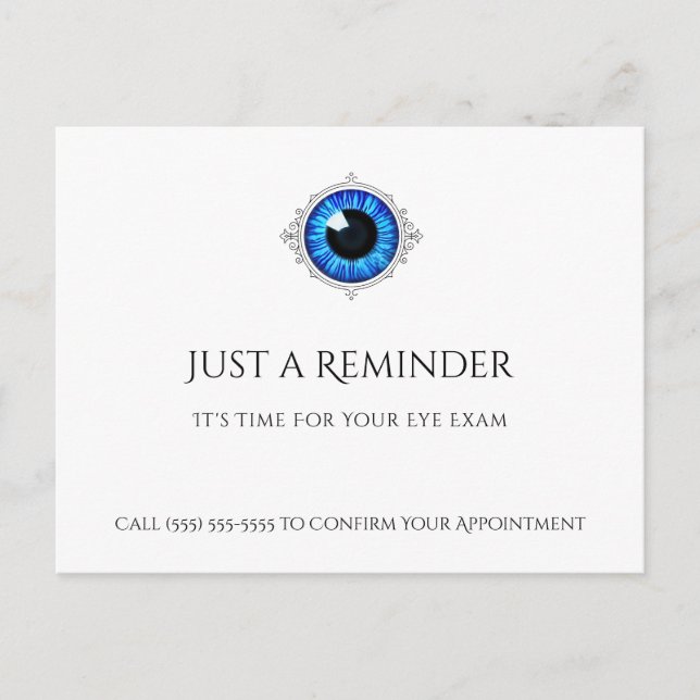 Professional Optometry Eye Appointment Blue Iris  Postcard (Front)