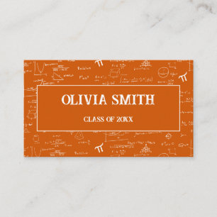 Professional Orange Math Formulas Graduate Business Card