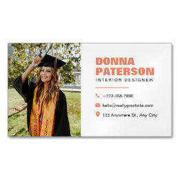 Professional Orange Simple Modern Minimal Calling Magnetic Business Card