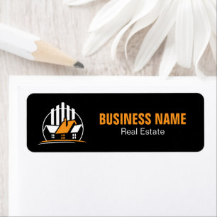 Professional Orange White Real Estate Logo Return Address Label