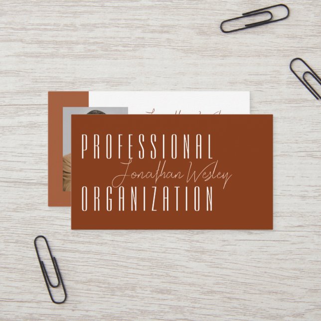 Professional Organiser Burnt Orange Business Card (Front/Back In Situ)