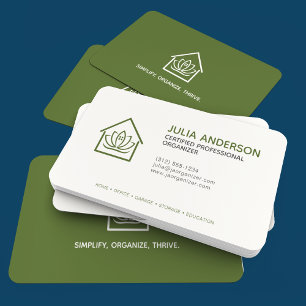 Professional Organizer Olive Green Business Card